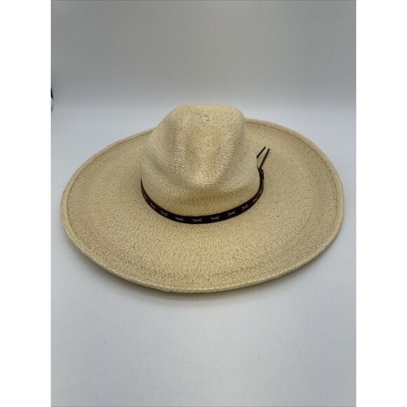 SunBody Other - Sun Body Hats Palm Leaf Cowboy Hat 6 7/8” Houston Texas Western Rodeo Beige